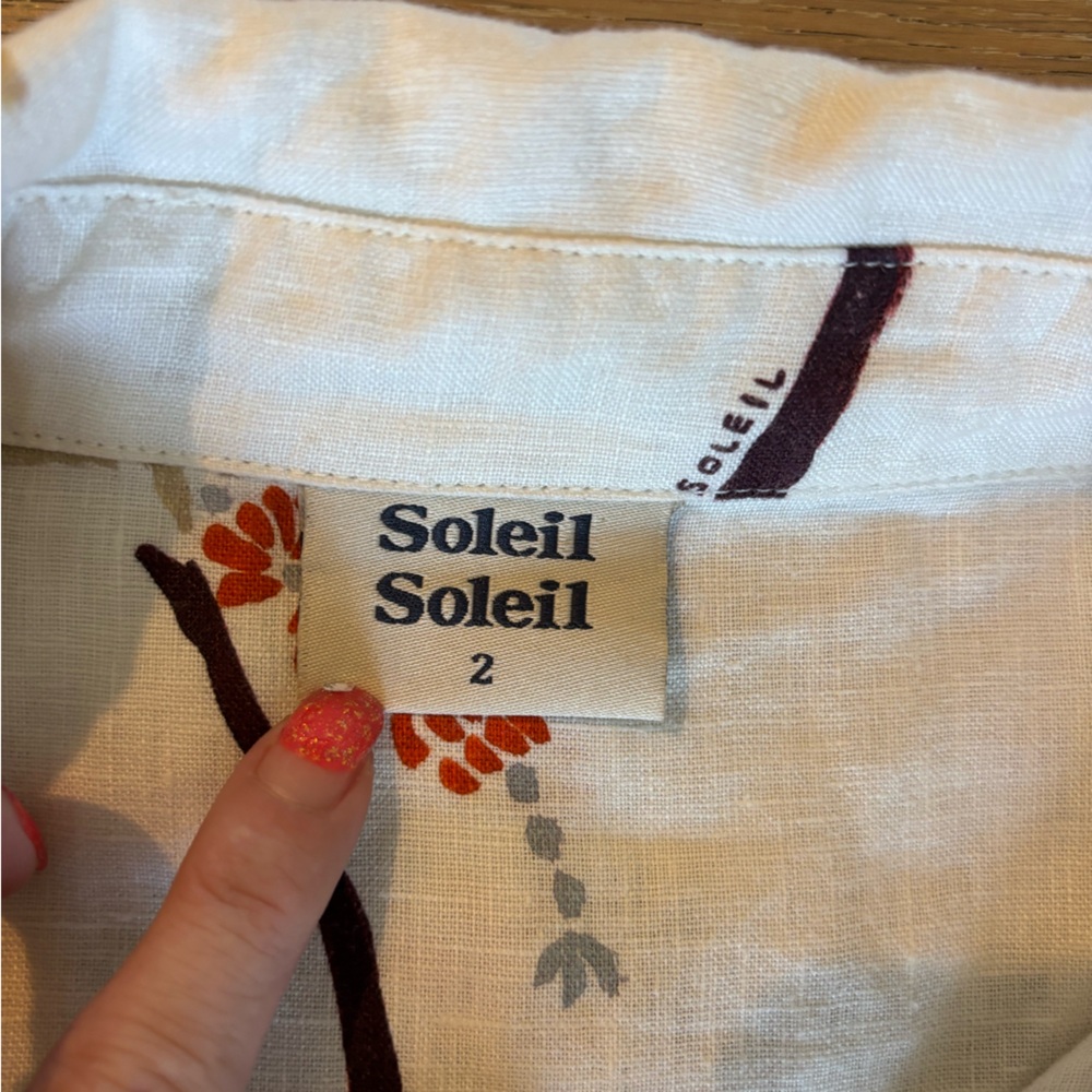 Soleil Soleil Keaton Shirt Hula Vacation Print Shirt Dress Tunic Button Top Sz 2 - Picture 15 of 15